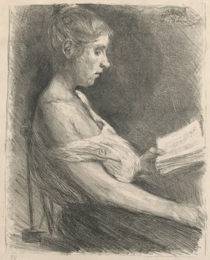 Lesendes Mädchen (Anna-Christine Mattuschka-Grisebach) von Max Liebermann