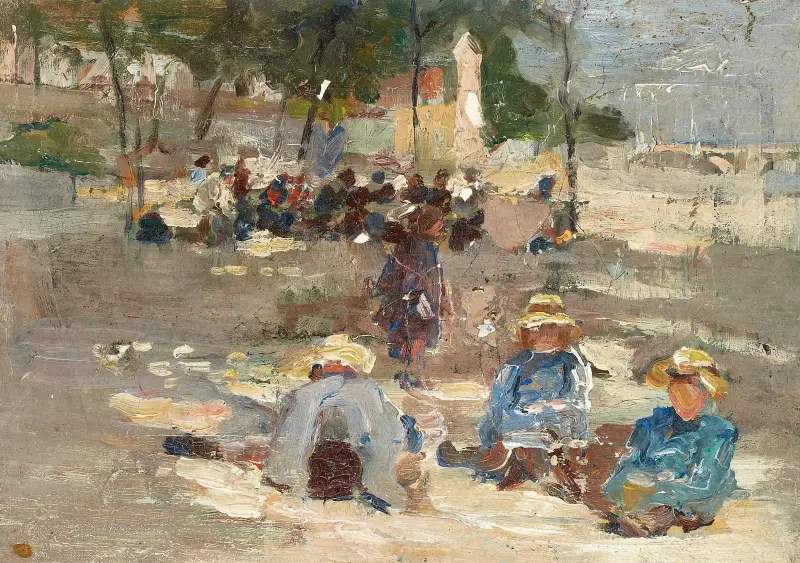 Picknick i parken av Max Liebermann