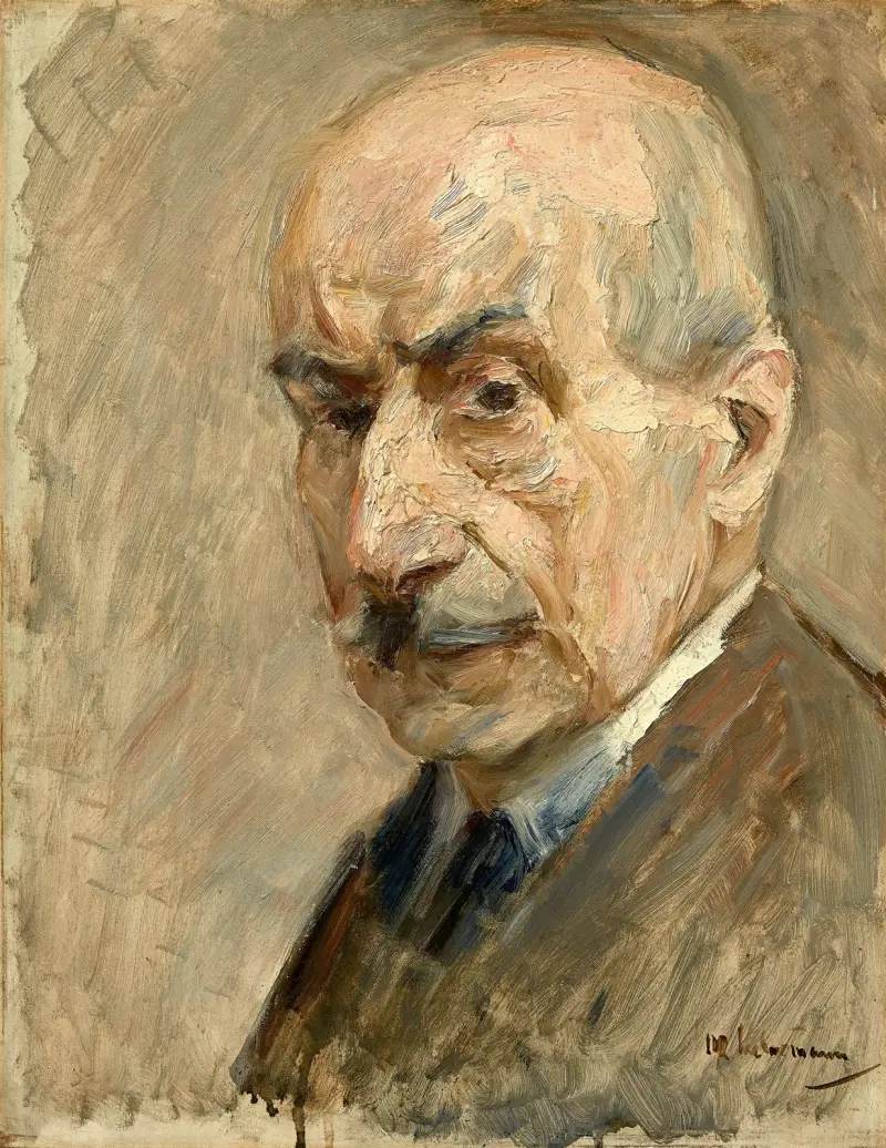 Självporträtt, byst i trekvartsprofil åt vänster av Max Liebermann