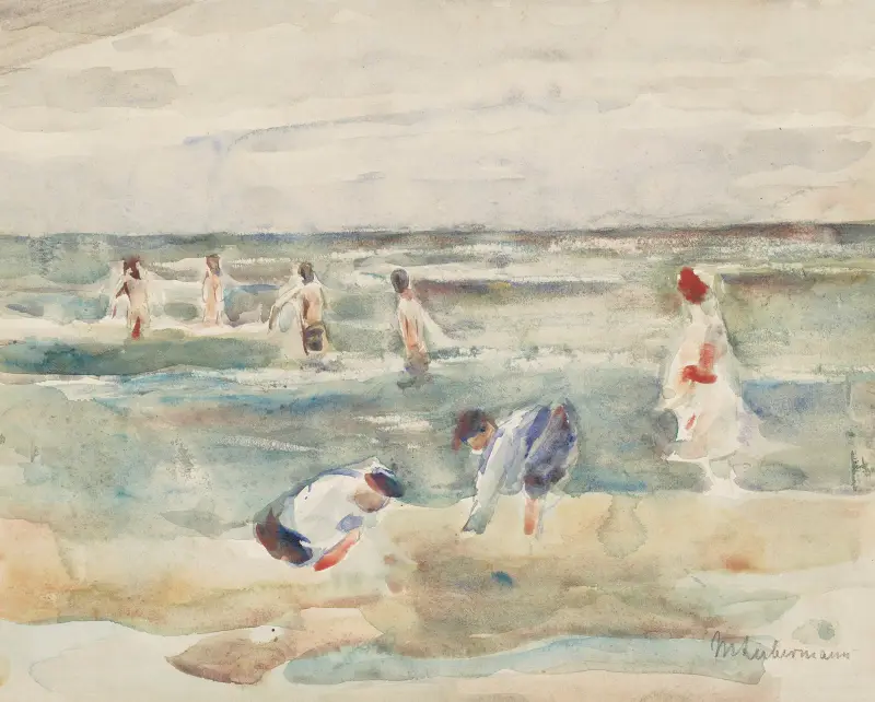 Lekande barn på stranden av Max Liebermann