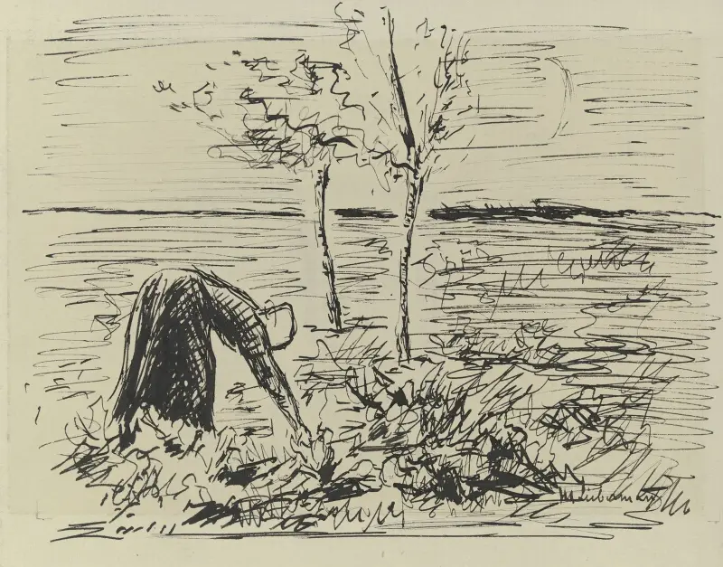 Studie till väggmålningen Vinter (till Vedplockerskan) av Max Liebermann
