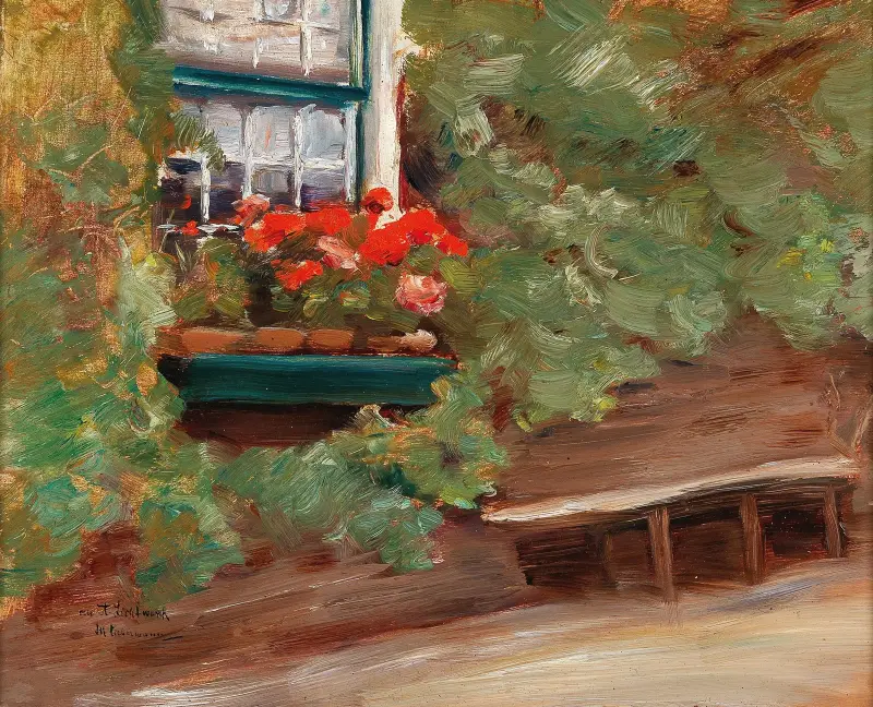 Vy mot ett lantbrukshus i Nederländerna av Max Liebermann