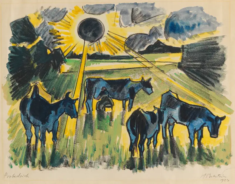 Cows in the pasture, Hermann Max Pechstein