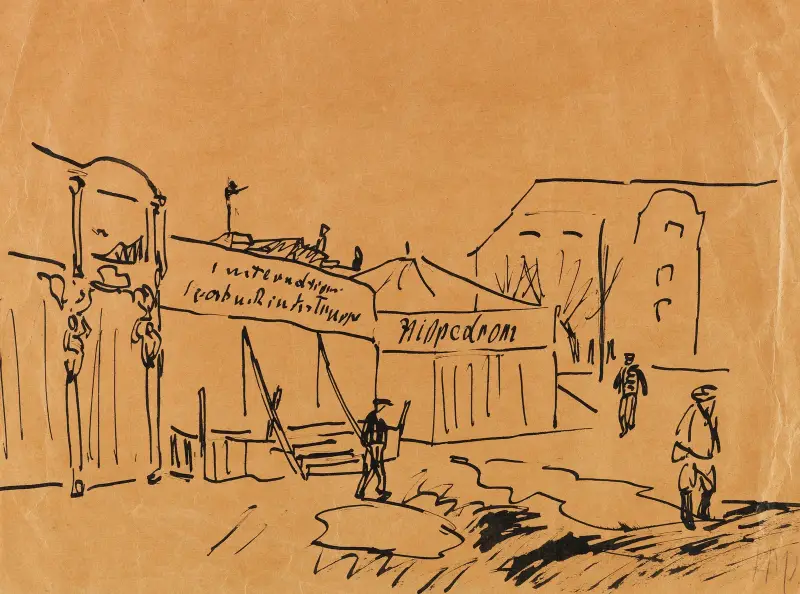 Fairground with hippodrome von Hermann Max Pechstein
