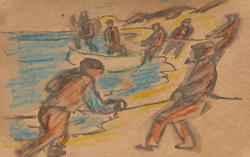 Fischer beim Einholen der Boote, Hermann Max Pechstein