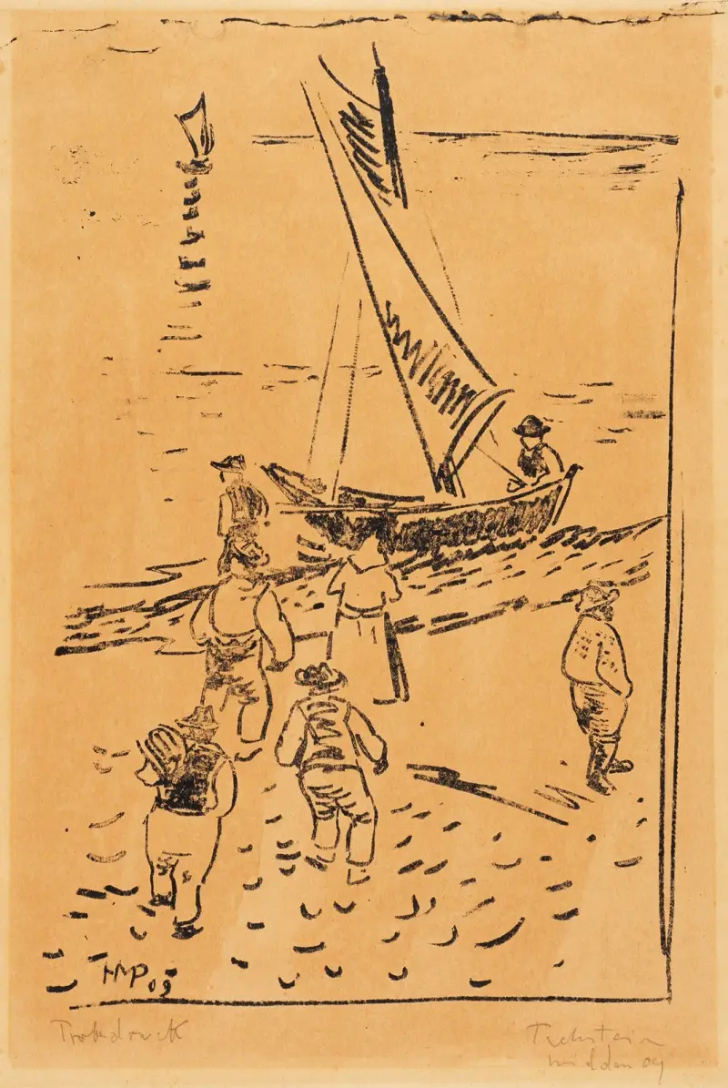 Fishermen on the Beach, 1909 av Hermann Max Pechstein