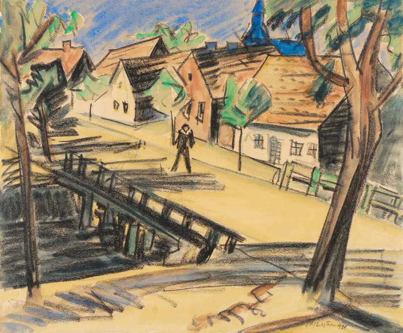 Große Mühlengraben-Brücke (Leba) von Hermann Max Pechstein