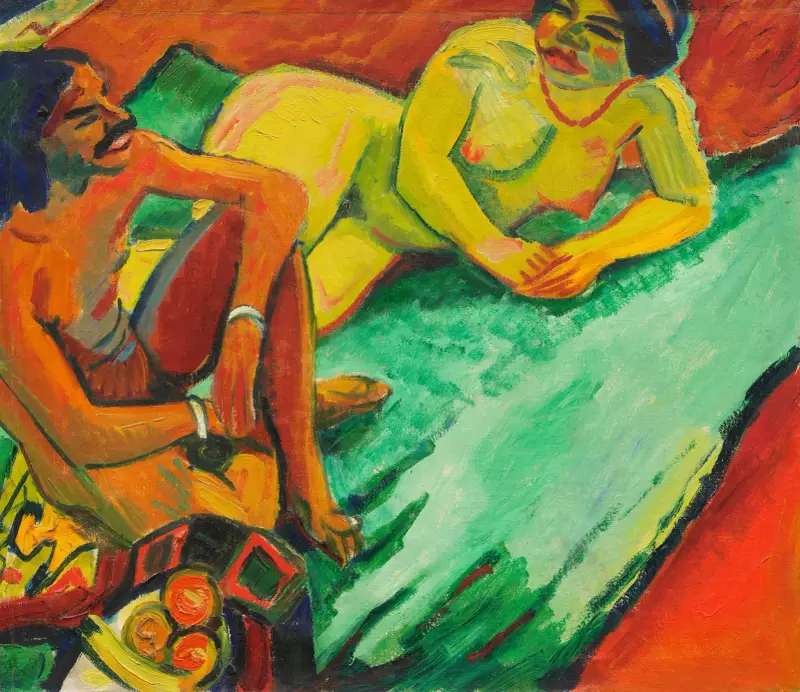 Inder und Frauenakt av Hermann Max Pechstein