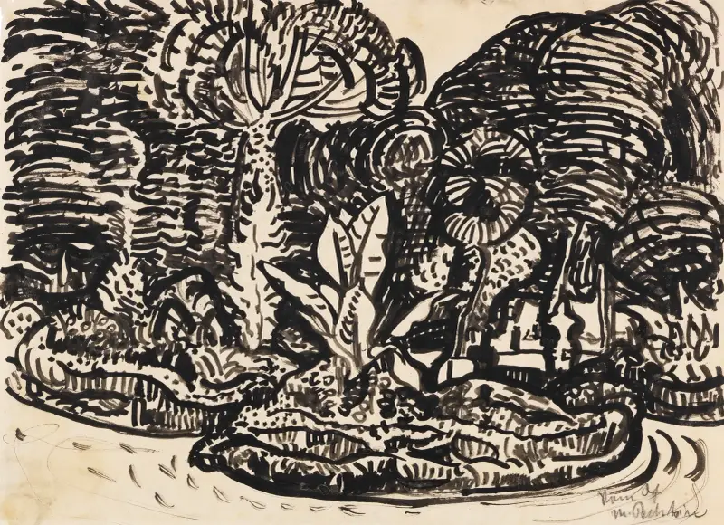 Italiensk trädgård av Hermann Max Pechstein