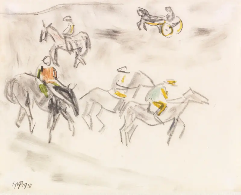 Jockeys and horses, Hermann Max Pechstein