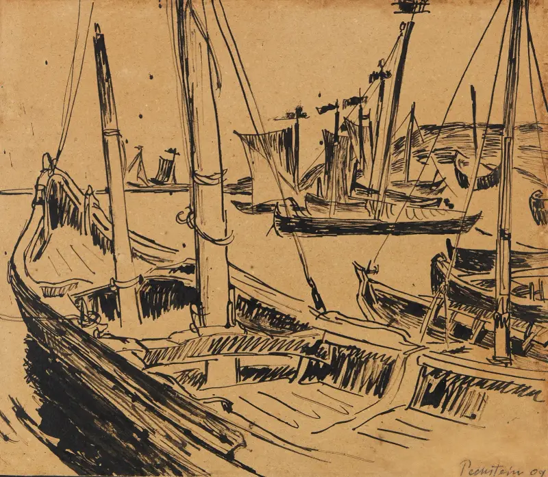 Kurenkähne (Kurenkähne i hamn) av Hermann Max Pechstein