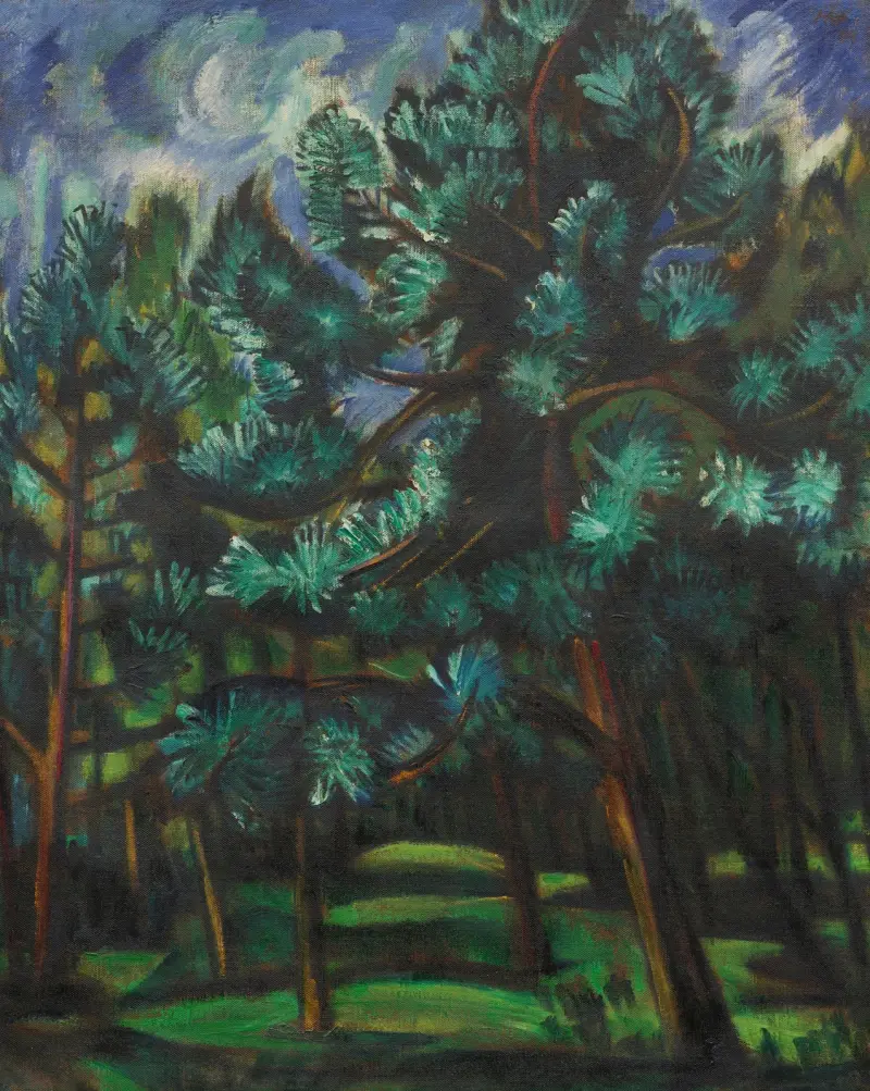 Tallskog efter regnet av Hermann Max Pechstein