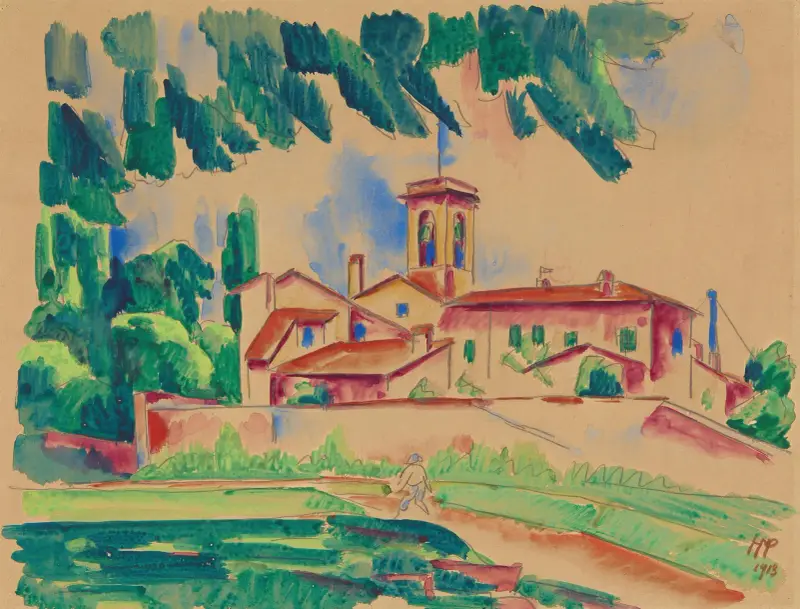 Kloster von San Gimignano av Hermann Max Pechstein