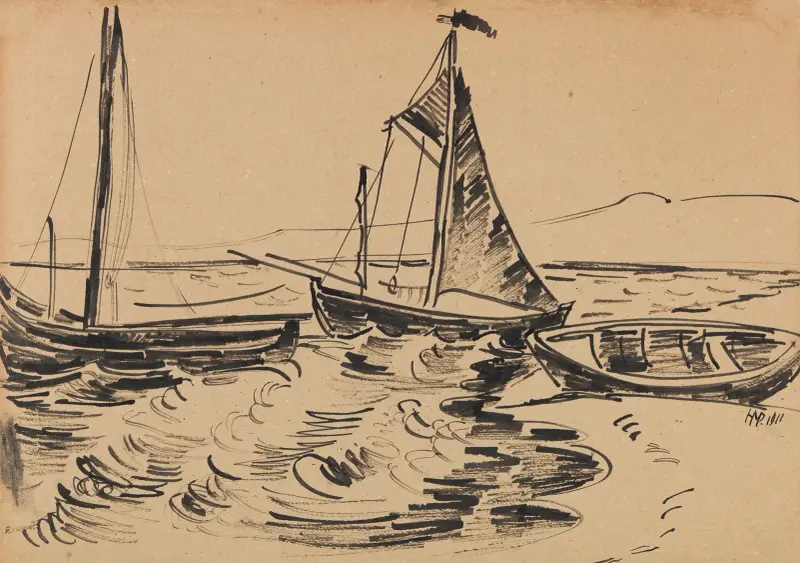 Kurenkähne und Beiboot av Hermann Max Pechstein