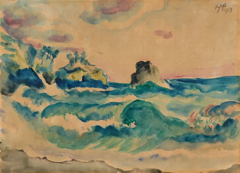Hav vid Monterosso al Mare av Hermann Max Pechstein