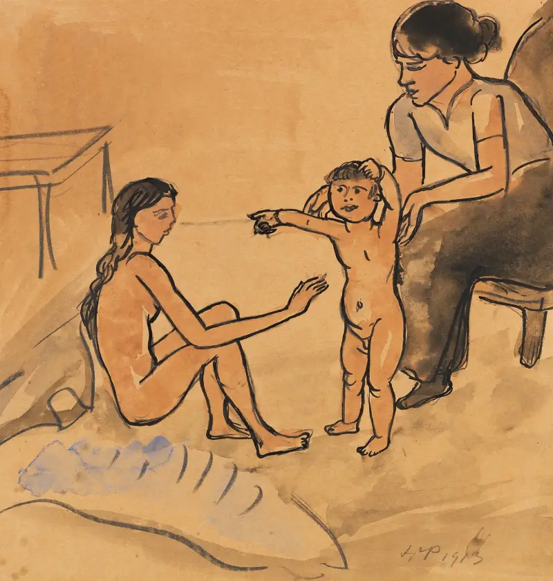Mor och hennes två barn av Hermann Max Pechstein