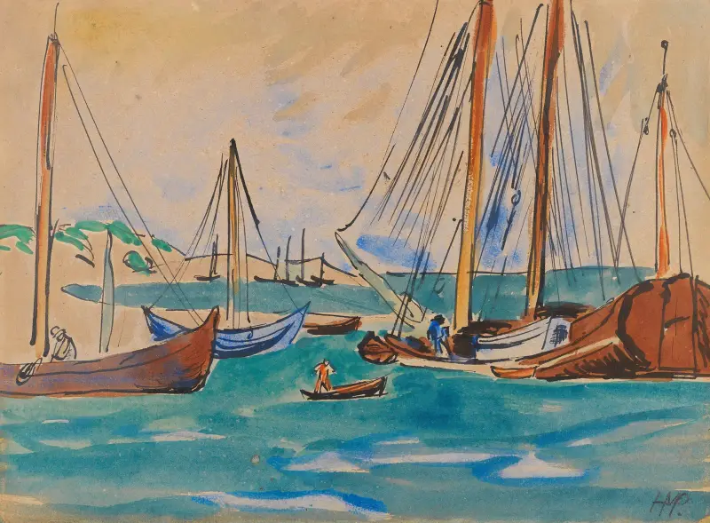 Am Hafen von Nidden von Hermann Max Pechstein