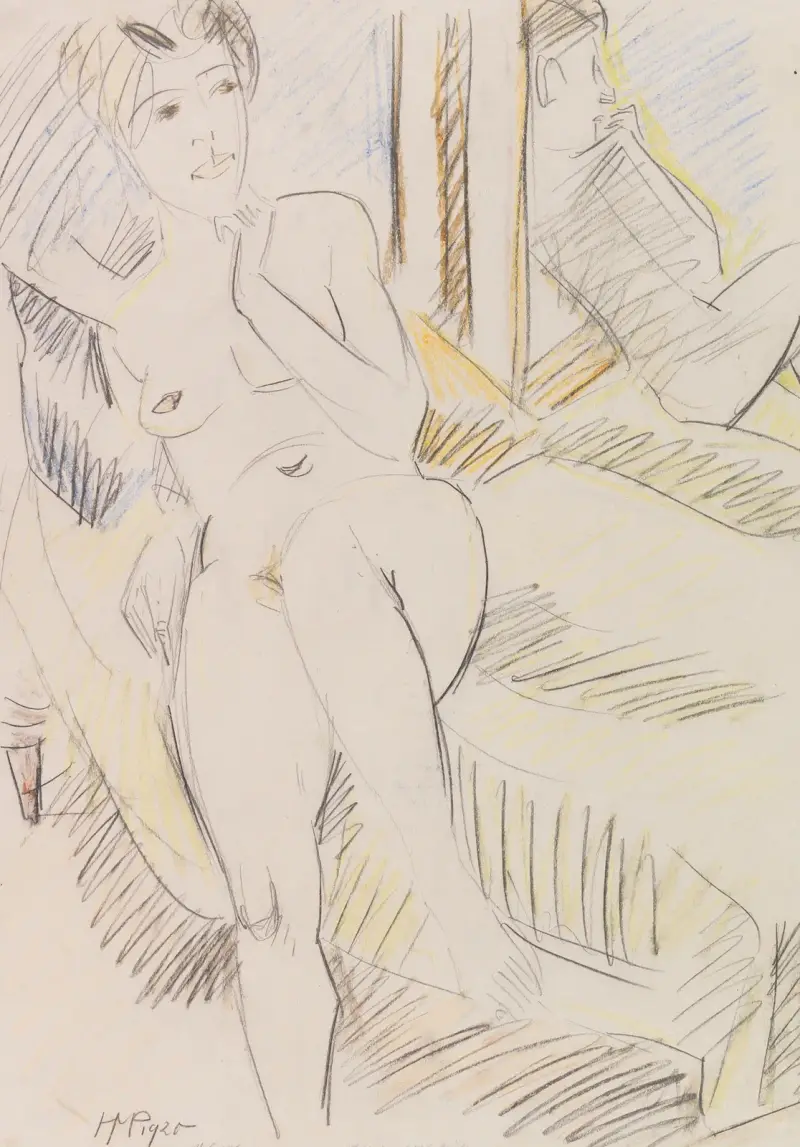 Naken i spegeln av Hermann Max Pechstein