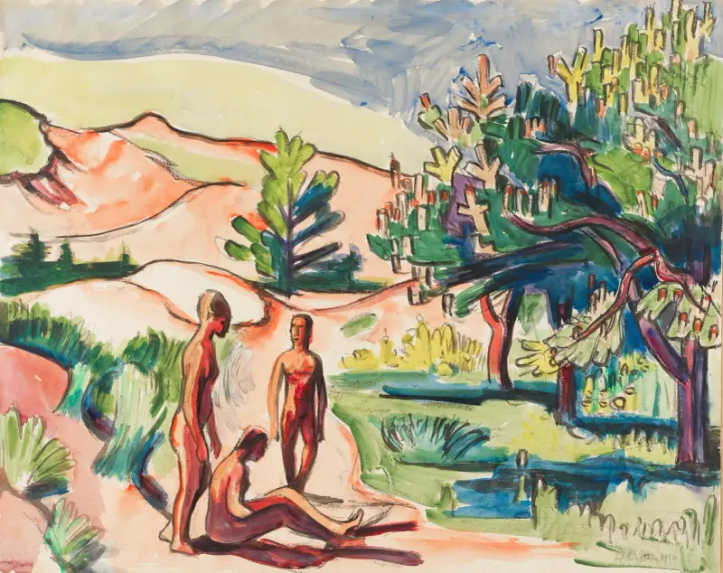 Aktfiguren in den Dünen von Hermann Max Pechstein