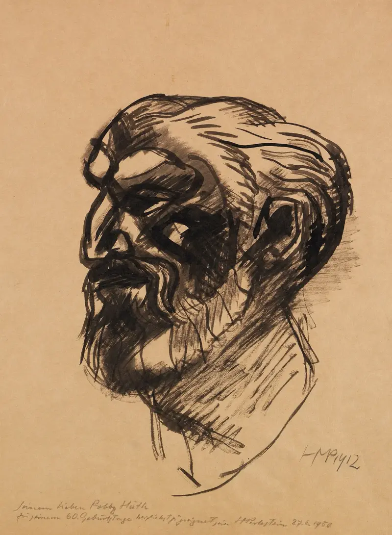Porträtt av en man i profil av Hermann Max Pechstein