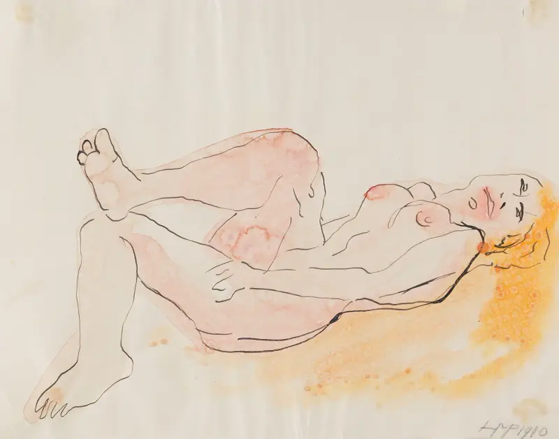 Liggande kvinnlig naken av Hermann Max Pechstein