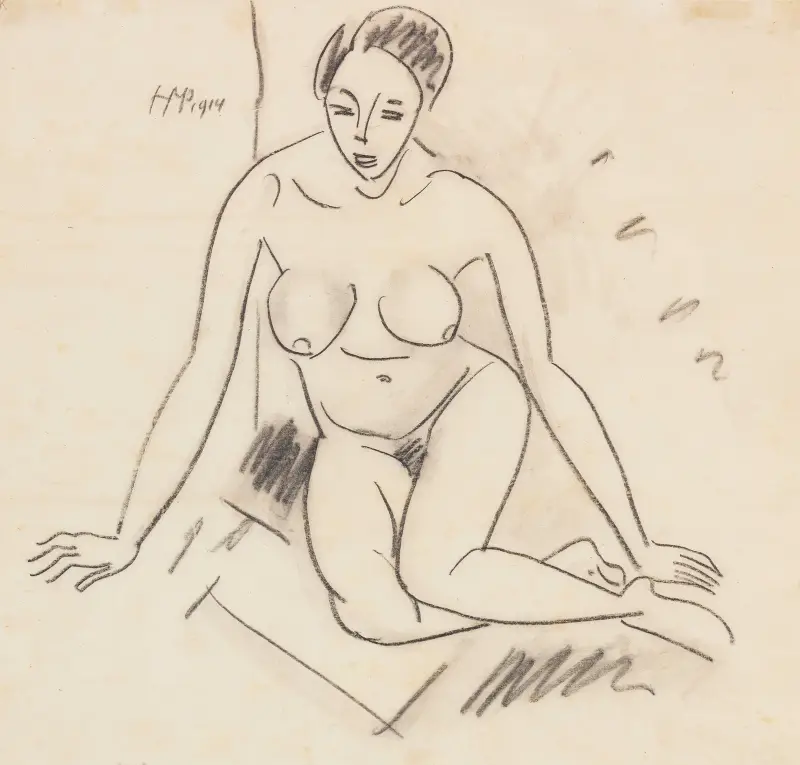 Sittande kvinnlig nakenakt av Hermann Max Pechstein