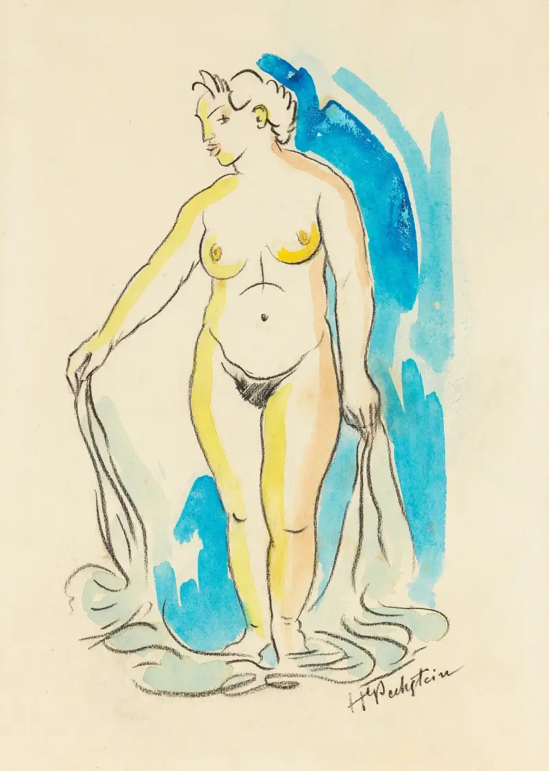Standing female nude (nymph), Hermann Max Pechstein