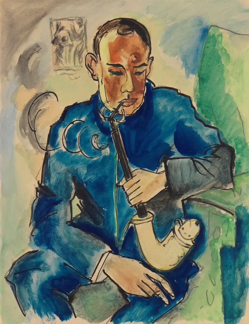 Rökaren – Porträtt av Alfred Hess, Erfurt av Hermann Max Pechstein