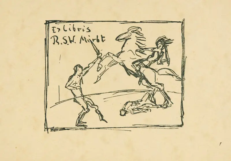 Bookplate of R.S.W. Mirbt av Max Slevogt