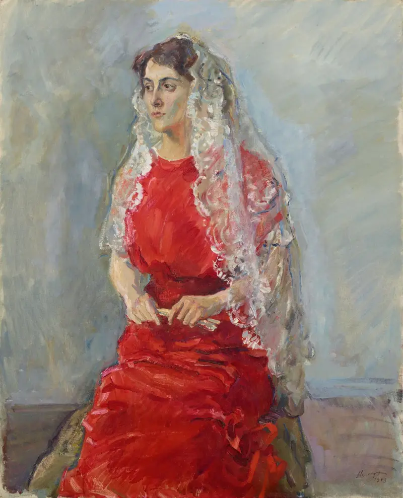 Dora Stach-Steinbart in Spitzenmantilla von Max Slevogt