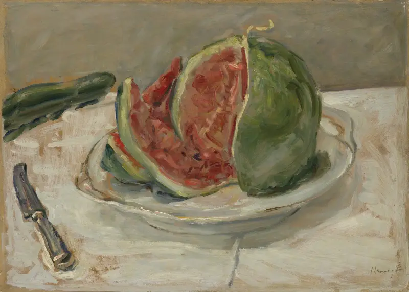 Stilleben med vattenmelon av Max Slevogt