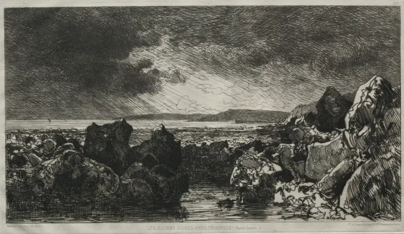 Black Rocks near Trouville (Low Tide) av Maxime Lalanne