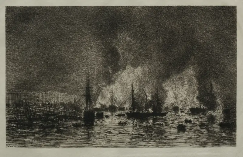 Fire in the Port of Bordeaux av Maxime Lalanne