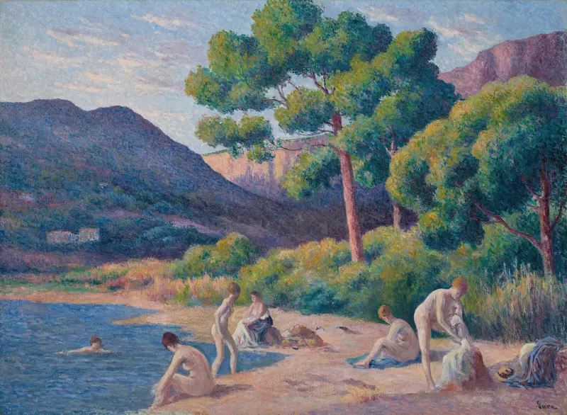 Badande i Saint-Tropez av Maximilien Luce