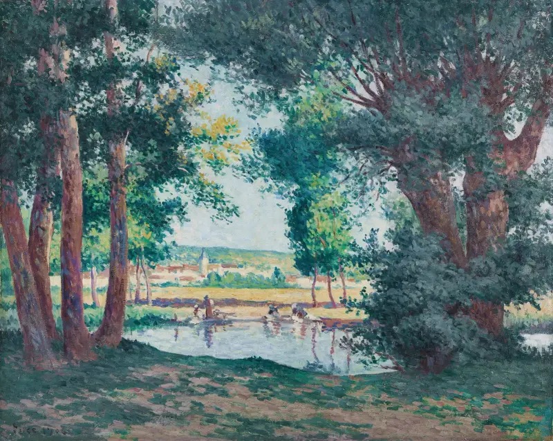 Bessy-sur-Cure, tvätterskorna vid vattnet av Maximilien Luce
