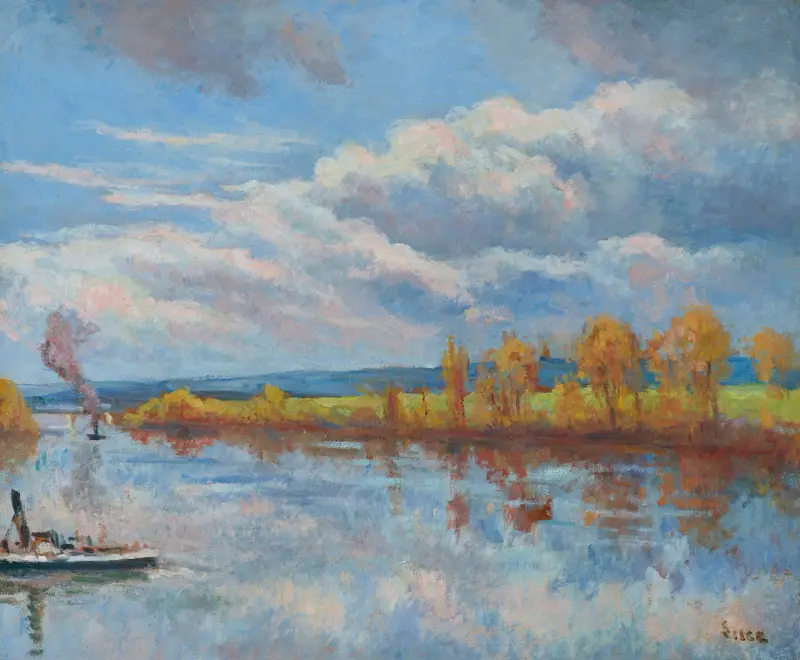 Die Ufer der Seine bei Guernes von Maximilien Luce