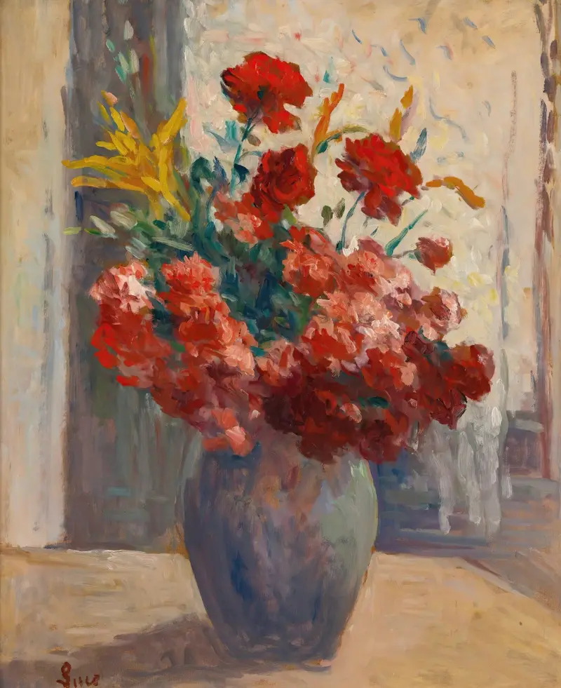Blombukett i en vas av Maximilien Luce