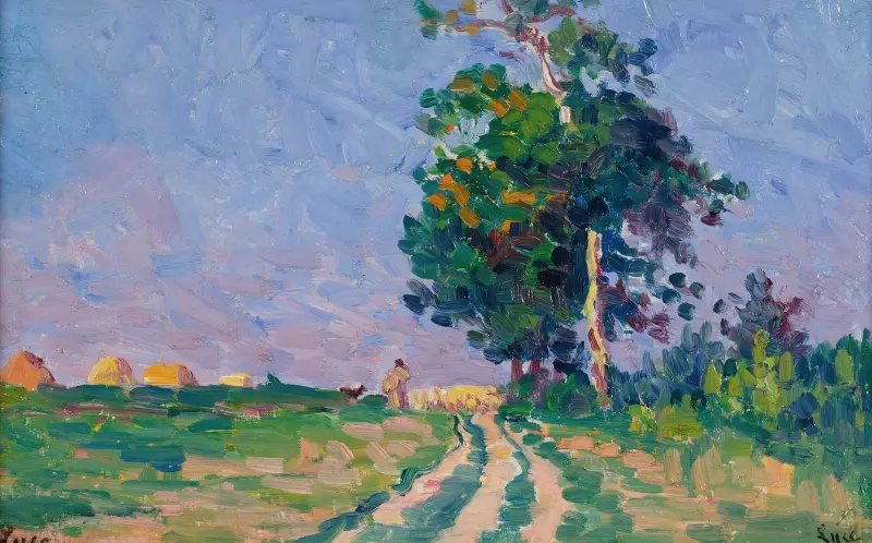 Herde och hans hjord på vägen i närheten av Moulineaux av Maximilien Luce