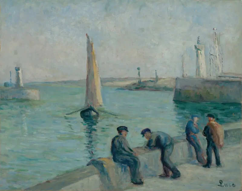 Honfleur, rybacy w porcie, Maximilien Luce