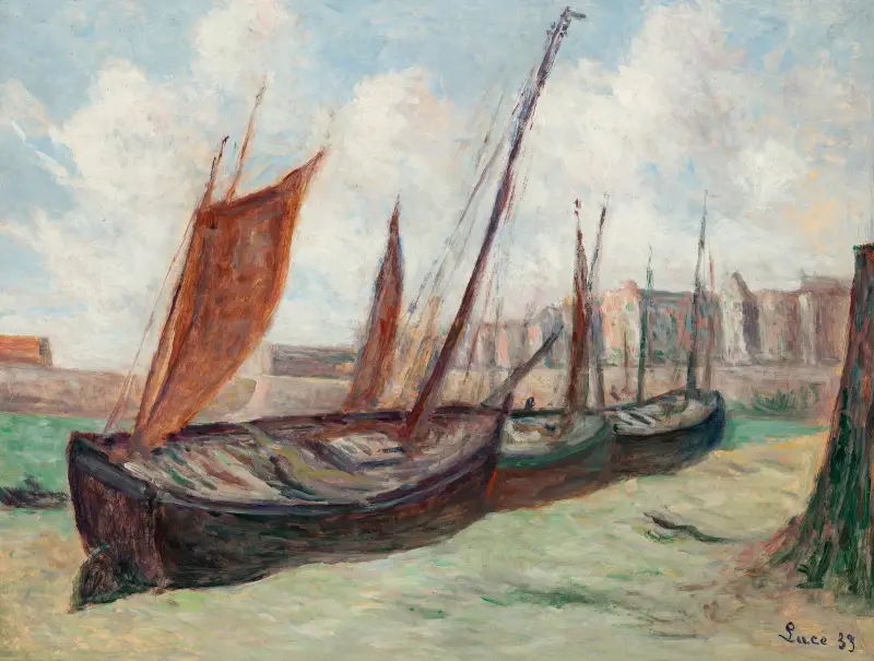 Le Tréport, łodzie rybackie na plaży, Maximilien Luce