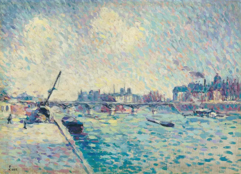 Paris, la Seine, Notre-Dame au loin av Maximilien Luce
