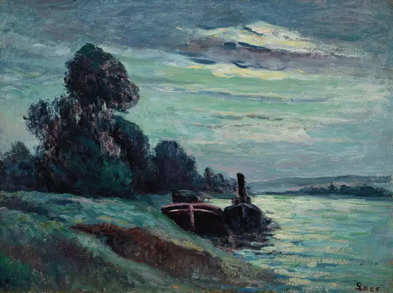 Pråmar på Seine av Maximilien Luce