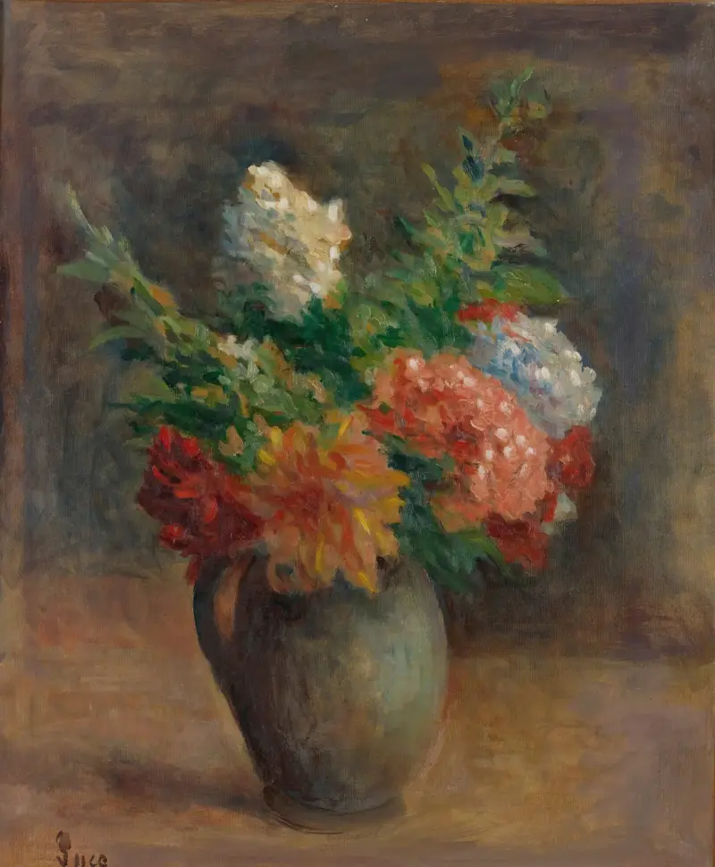 Pioner, pelargoner och vit syren av Maximilien Luce