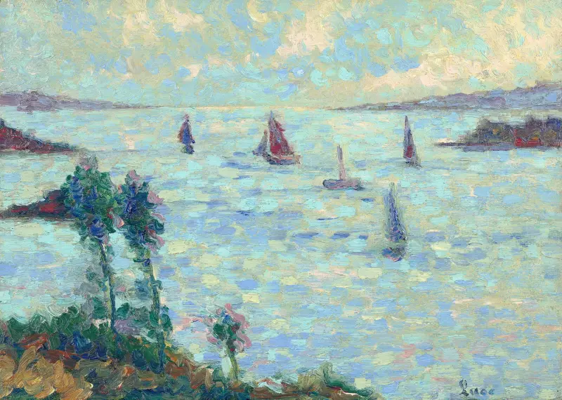 Segelboote vor Kermouster von Maximilien Luce