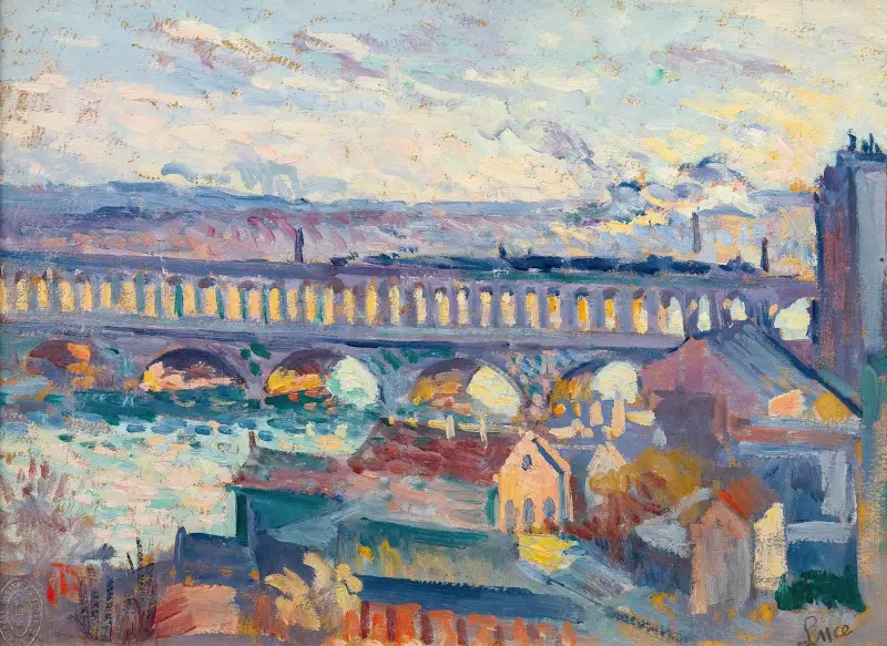 Utsikt mot Auteuil-viadukten av Maximilien Luce