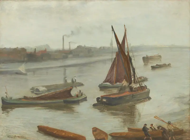 Grey and Silver- Old Battersea Reach av James Abbott McNeill Whistler
