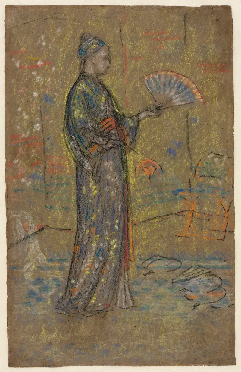 Japanese Woman Painting a Fan av James Abbott McNeill Whistler