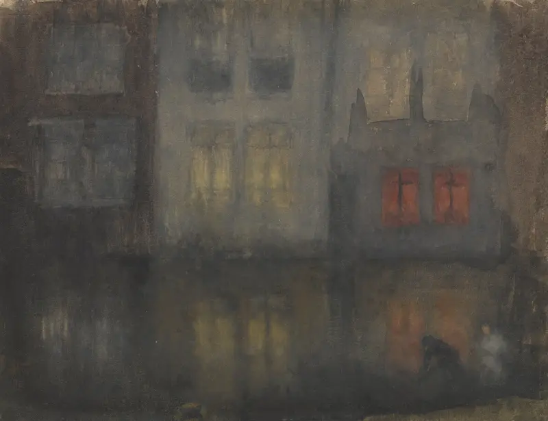 Nocturne: Black and Red—Back Canal, Holland av James Abbott McNeill Whistler