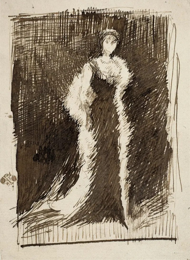 Skizze nach Anordnung in Schwarz; Lady Meux von James Abbott McNeill Whistler
