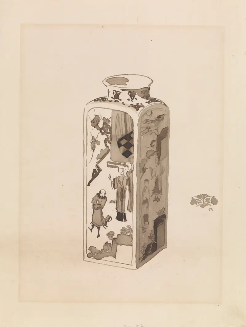 Square canister with expanding neck av James Abbott McNeill Whistler